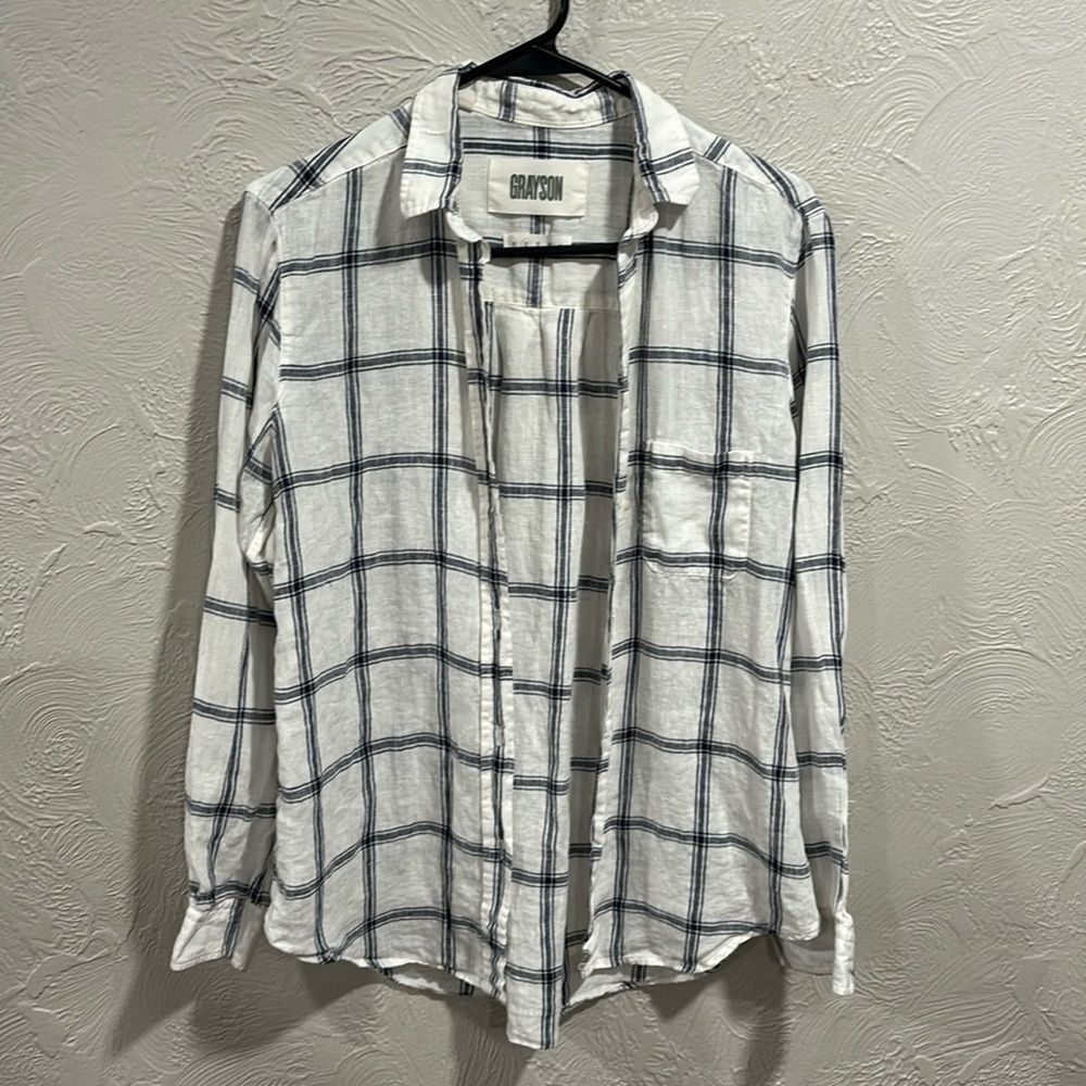 Grayson Frank & Eileen The Hero Button Up Blouse Top Plaid Long Sleeve Size 02
